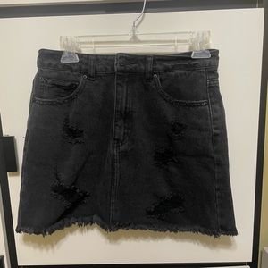 Ripped Black Jean Skirt